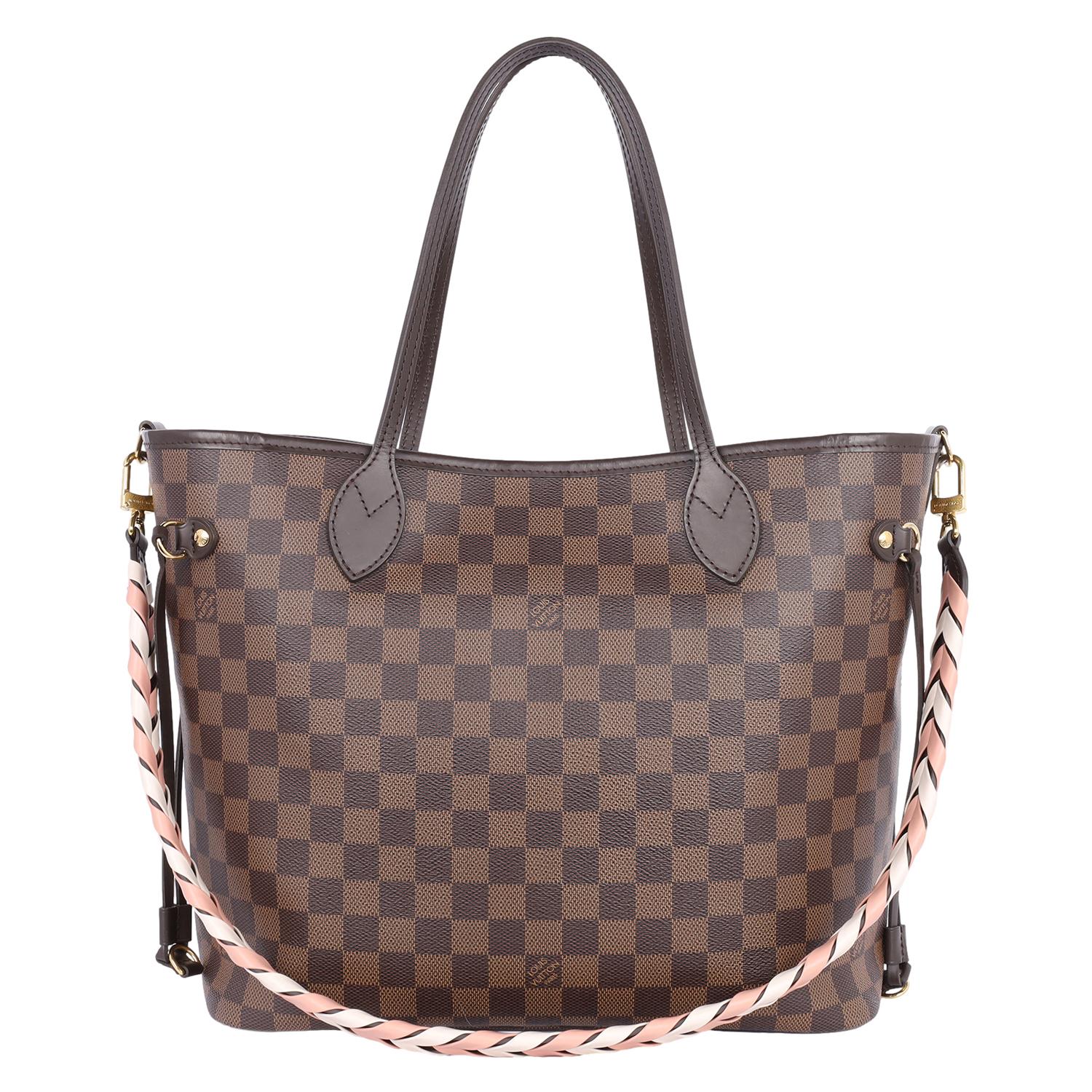 Louis Vuitton Neverfull MM Braided Handle Damier Ebene Brown 3
