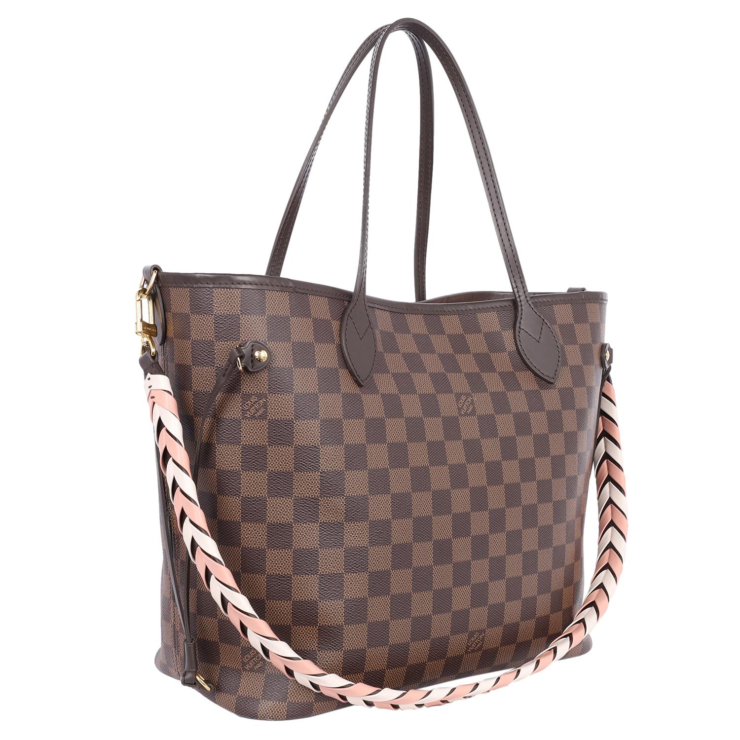 Louis Vuitton Neverfull MM Braided Handle Damier Ebene Brown 4
