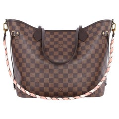 Louis Vuitton Neverfull MM Braided Handle Damier Ebene Brown