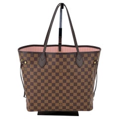 Louis Vuitton Neverfull MM Brown Damier Ebene Canvas Leather Tote Added Insert 