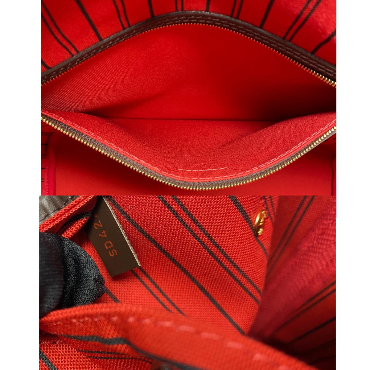 Men's Louis Vuitton Neverfull MM Cherry Damier Ebene Leather Canvas Tote Handbag