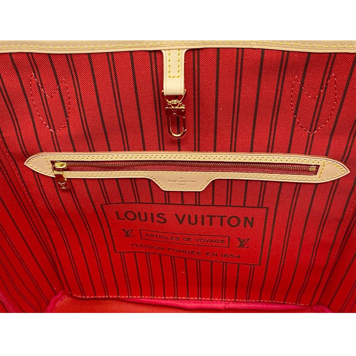 Women's Louis Vuitton Neverfull MM Cherry Monogram Leather Canvas Tote Handbag 
