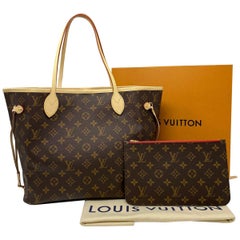 Louis Vuitton Neverfull MM Cherry Monogram Leather Canvas Tote Handbag 
