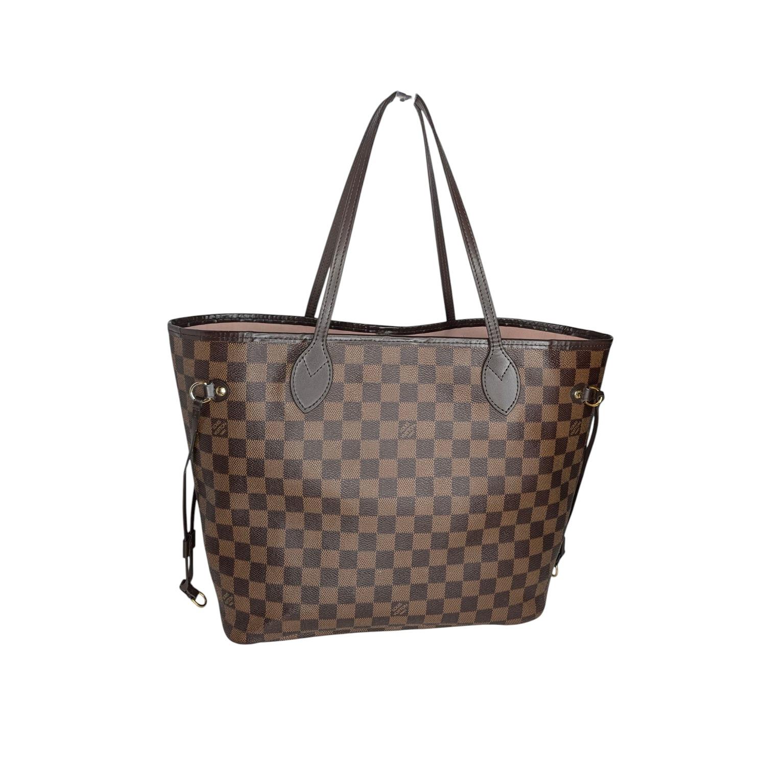 Louis Vuitton Neverfull MM Damier Ebene Tote Pink Ballerine (Grau) im Angebot