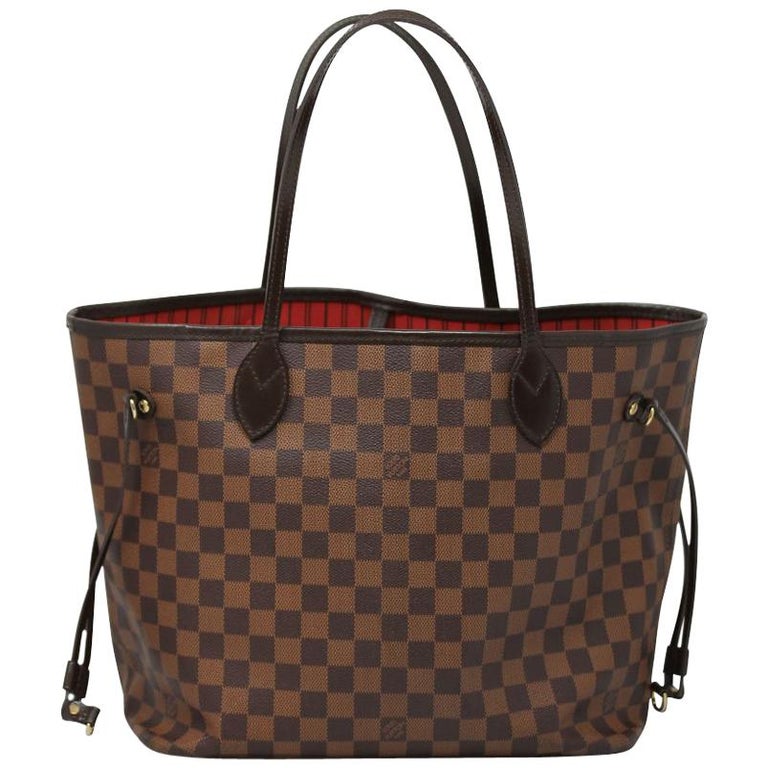 Louis Vuitton Neverfull MM Damier Ebene Tote with Pochette, Dust bag and Receipt at 1stdibs