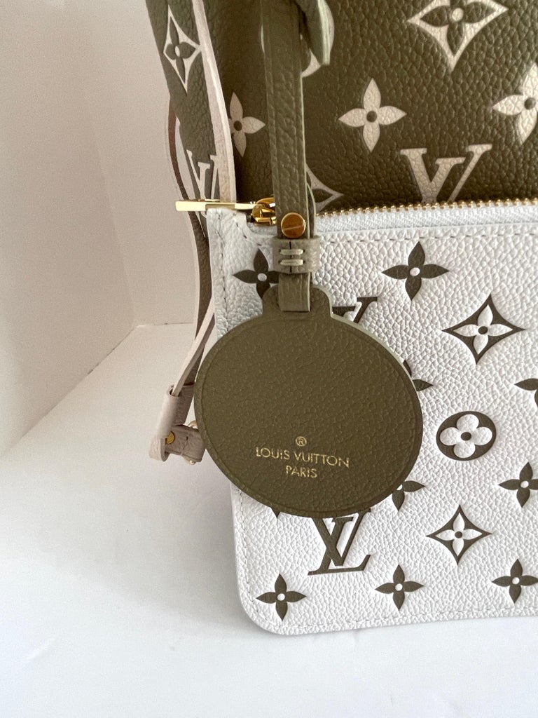 Louis Vuitton Khaki x Beige Monogram Leather Empreinte Neverfull MM To –  Bagriculture