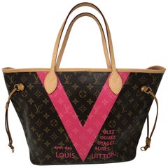 Louis Vuitton Neverfull MM Limited Edition V Pink Brown