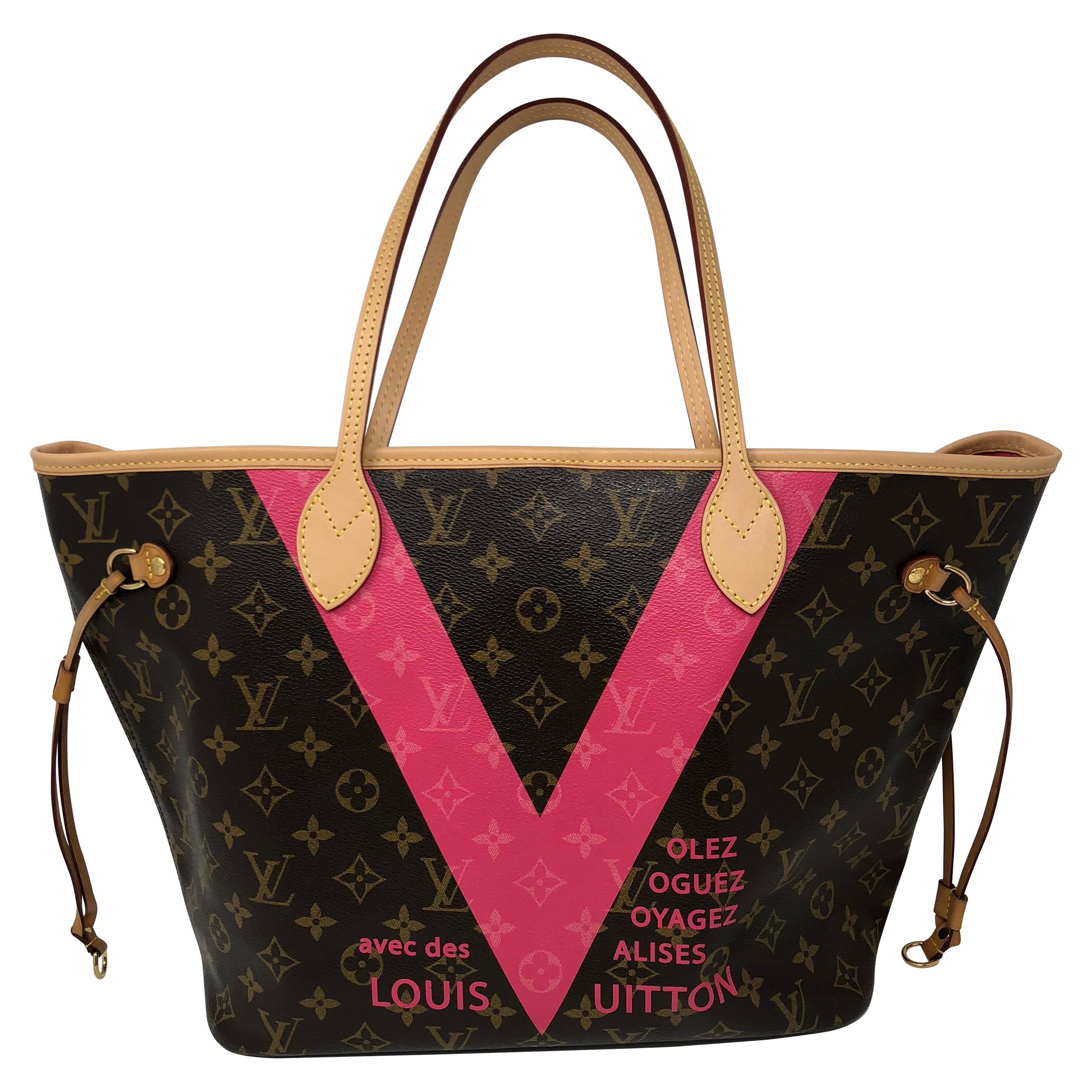 Louis Vuitton Neverfull MM Limited Edition V Pink Brown