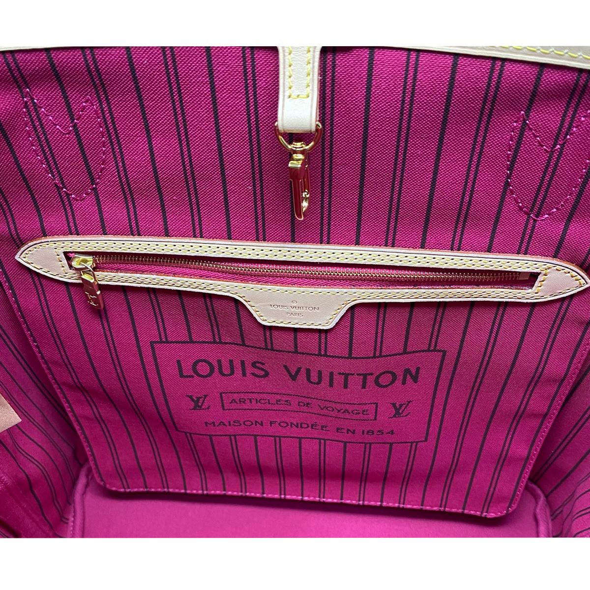 Black Louis Vuitton Neverfull MM Peony Monogram Leather Canvas Tote Handbag 