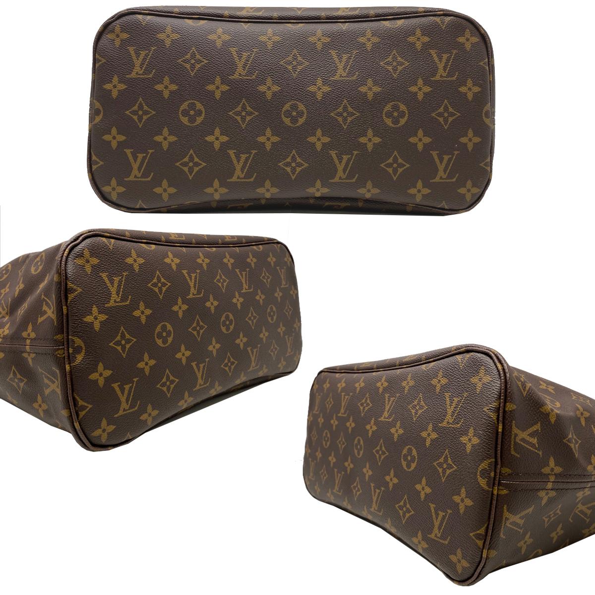 Women's Louis Vuitton Neverfull MM Peony Monogram Leather Canvas Tote Handbag 