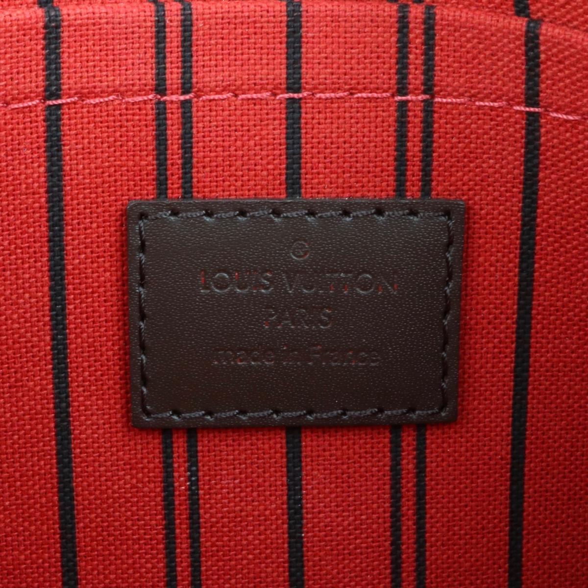 Louis Vuitton Neverfull MM Pochette Pouch Damier Ebène with Red Interior 2016 9