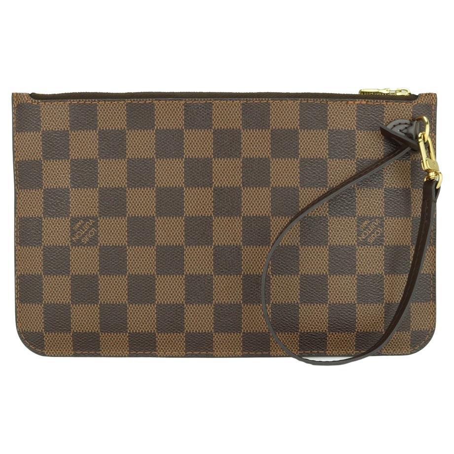 Authentic Louis Vuitton 2017 Neverfull MM Pochette Pouch in Damier