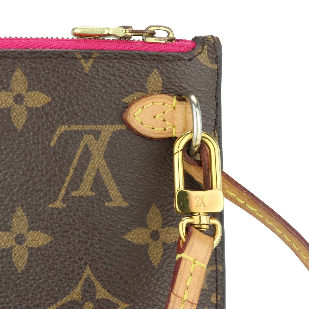 Louis Vuitton Neverfull MM Pochette Pouch in Monogram with Pivoine Interior 2018 In Good Condition In Huddersfield, GB