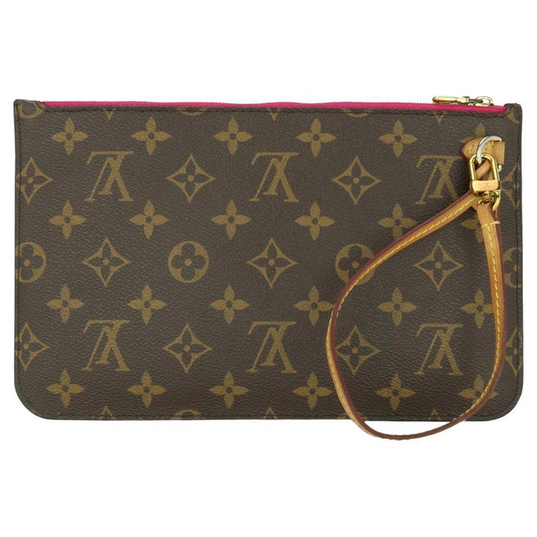 Louis Vuitton Neverfull MM Pochette Pouch in Monogram with Pivoine Interior  2018 For Sale at 1stDibs