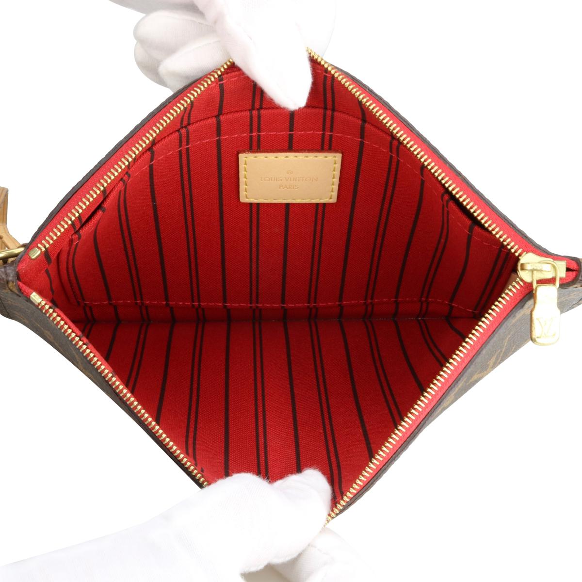 Louis Vuitton Neverfull MM Pochette Pouch in Monogram with Red Interior 2019 9