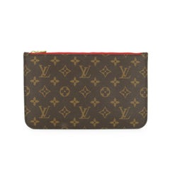 Louis Vuitton Neverfull MM Pochette Pouch in Monogram with Red Interior 2019