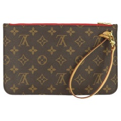 Louis Vuitton Neverfull MM Pochette Pouch in Monogram with Red Interior 2019