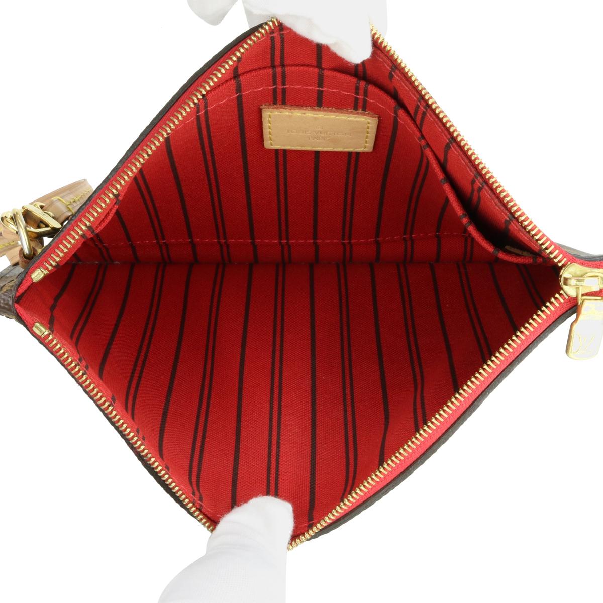 Louis Vuitton Neverfull MM Pochette Pouch in Monogram with Red Interior 2020 9