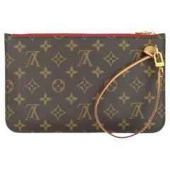 Louis Vuitton Neverfull MM Pochette Pouch in Monogram with Red Interior 2020