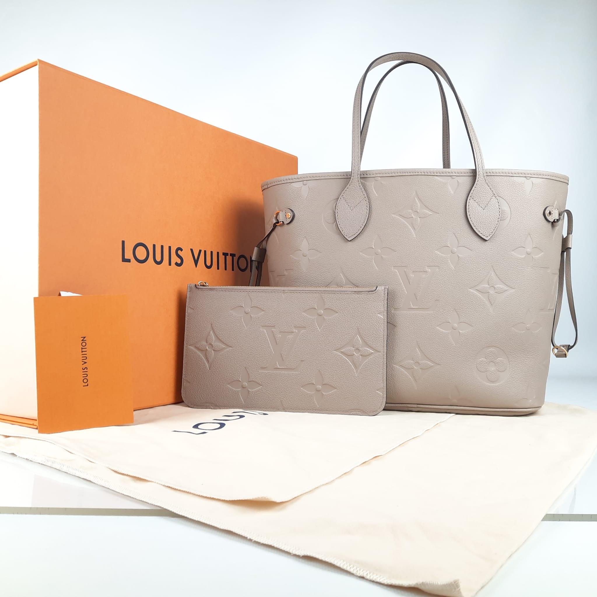 Louis Vuitton Neverfull MM Tote Bag Dune Monogram Empreinte Leather For Sale 5