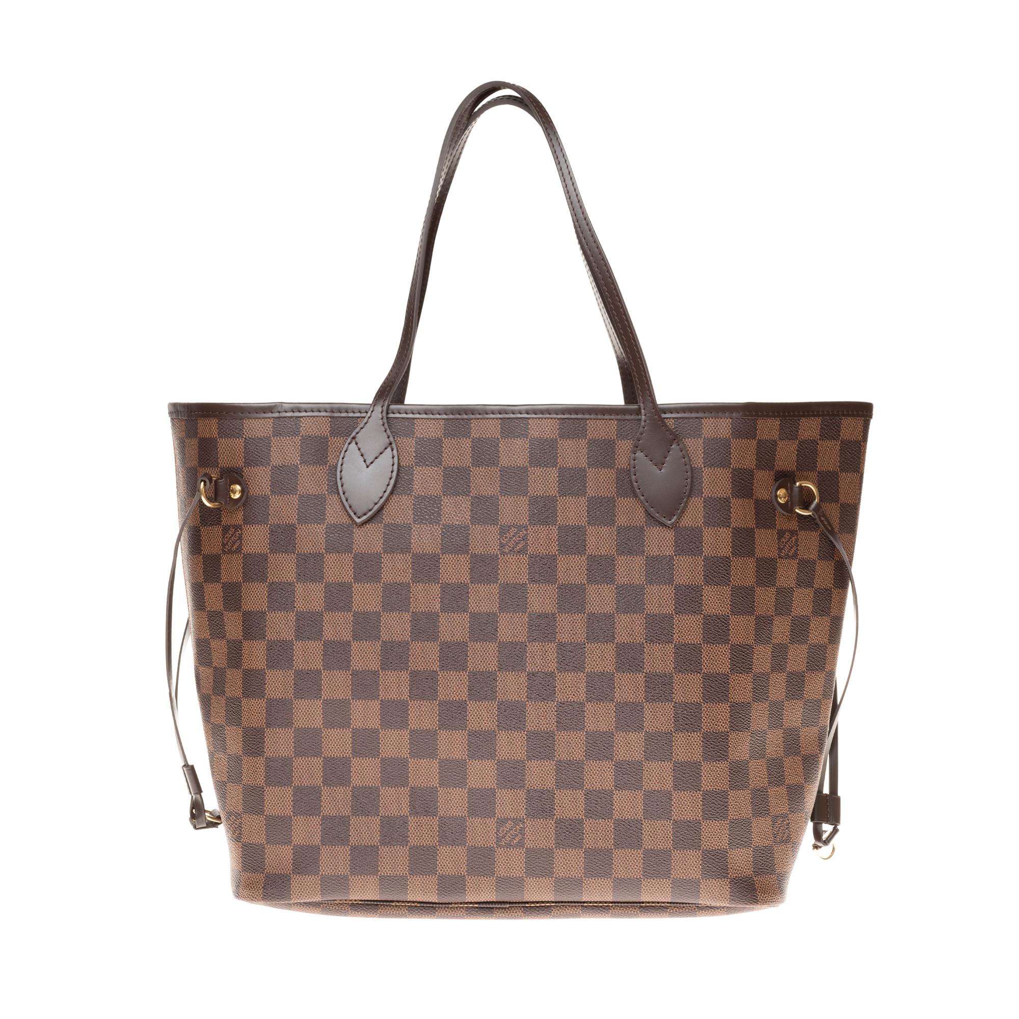 Louis Vuitton Neverfull MM Tote in brown damier canvas with pouch (Braun)