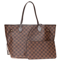 Louis Vuitton Neverfull MM Tote in brown damier canvas with pouch