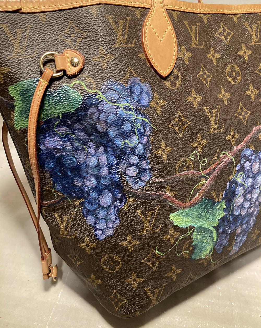 Women's Louis Vuitton Neverfull MM with Hand Painted Grapes