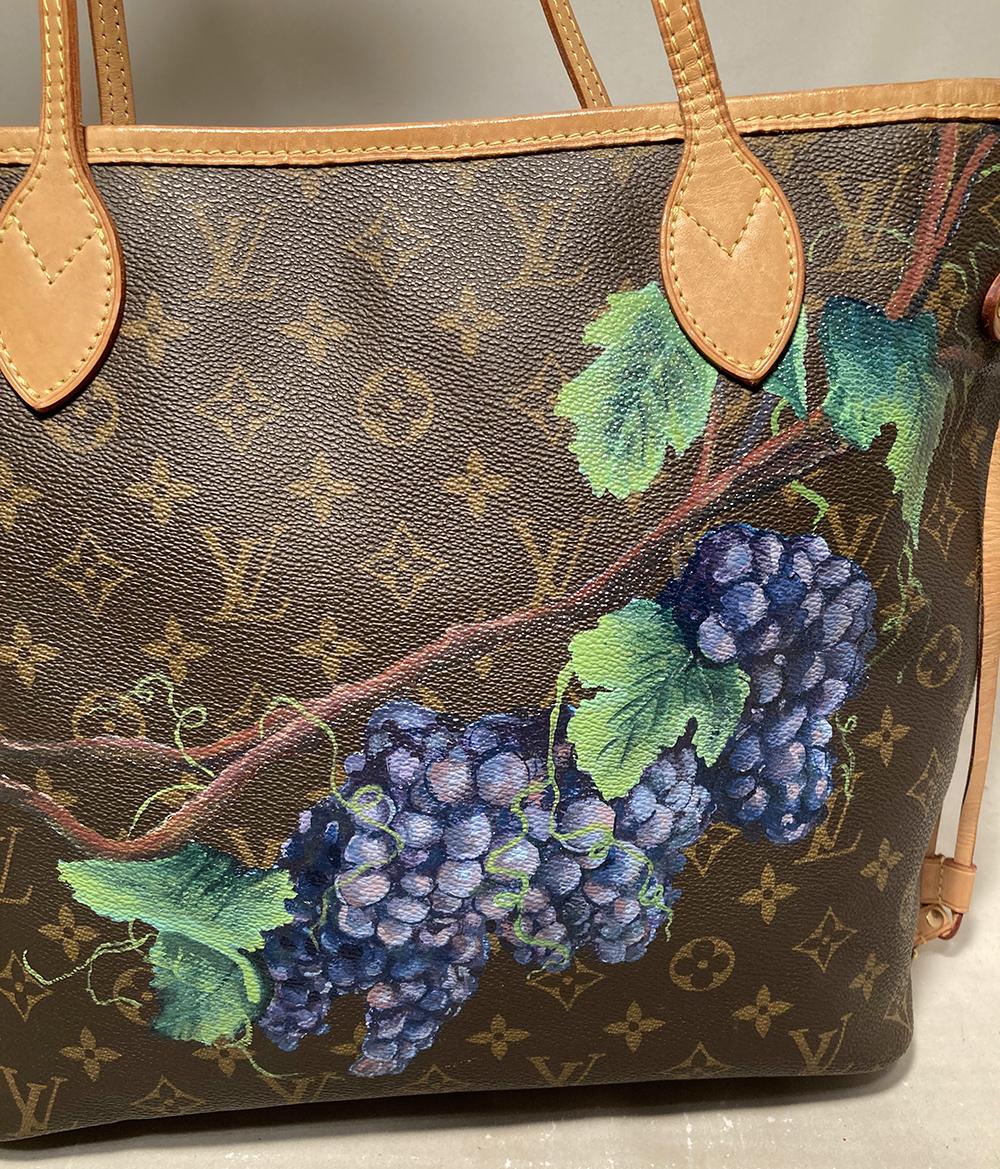 Louis Vuitton Neverfull MM with Hand Painted Grapes 1