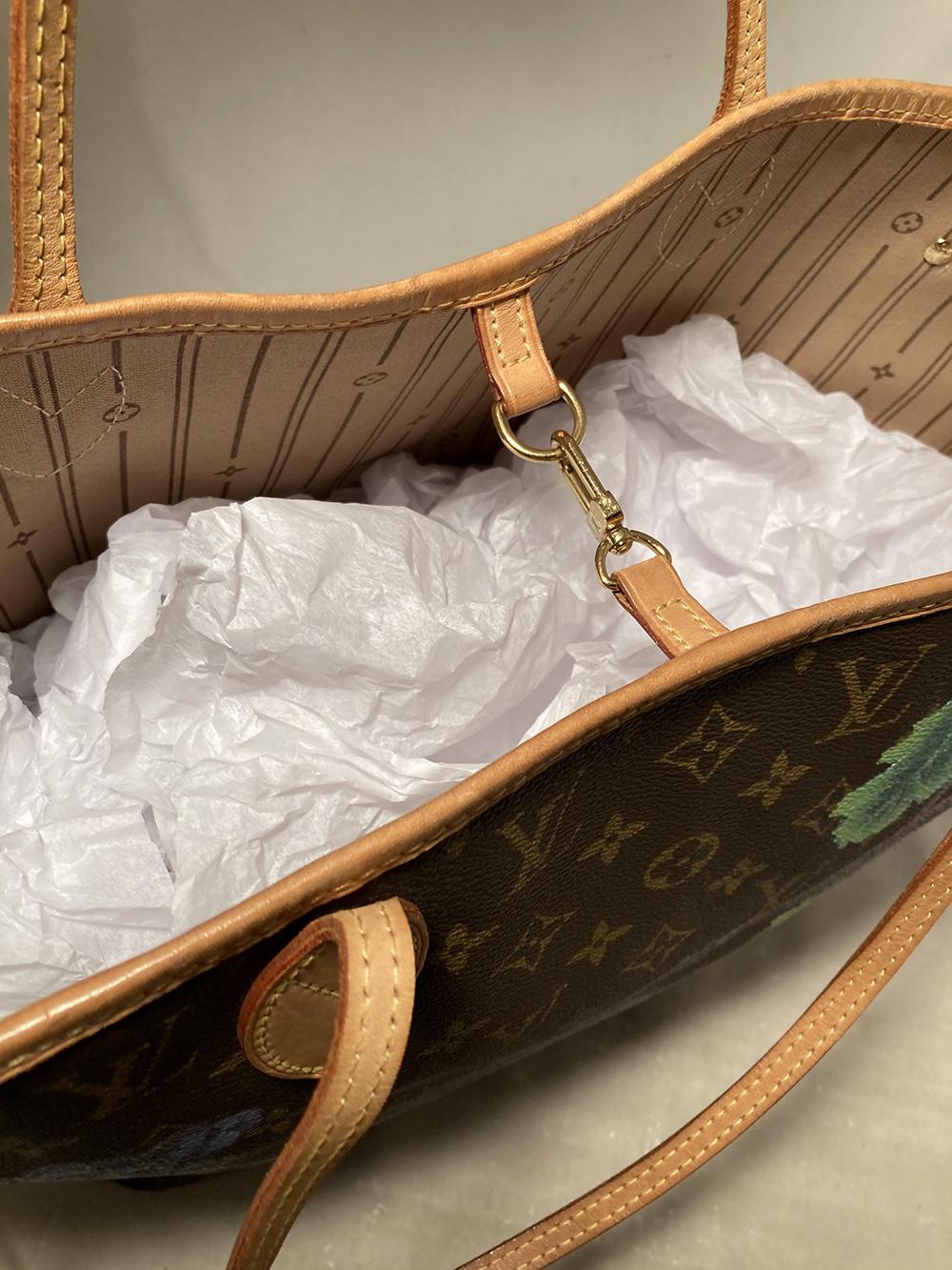 Louis Vuitton Neverfull MM with Hand Painted Grapes 3