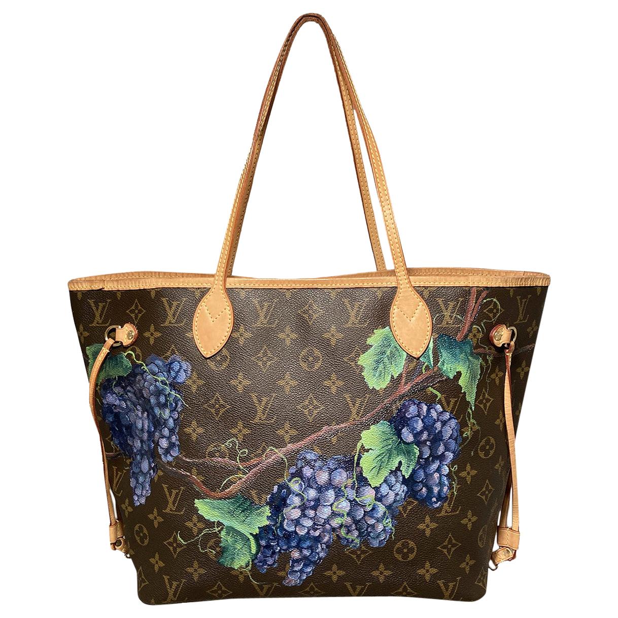Louis Vuitton Neverfull MM with Hand Painted Grapes