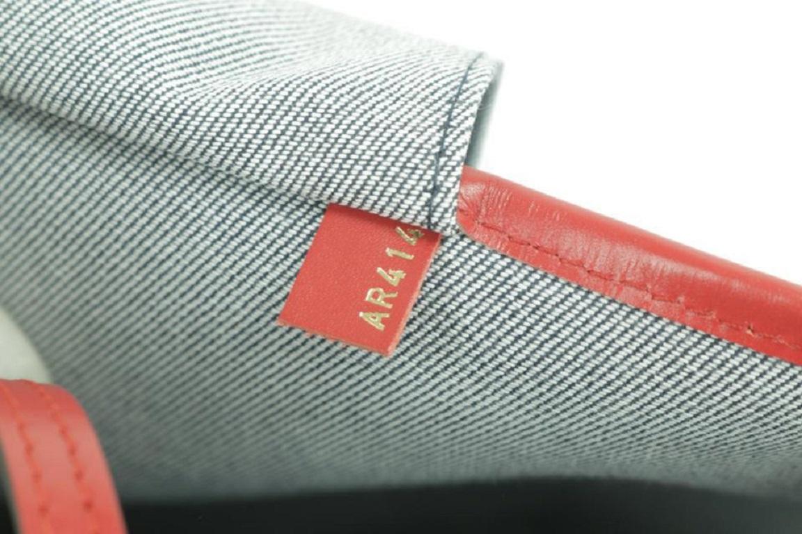 Louis Vuitton Neverfull Mm mit Beutel 850999 Blau X Rot Monogramm Denim Patchwork im Angebot 7