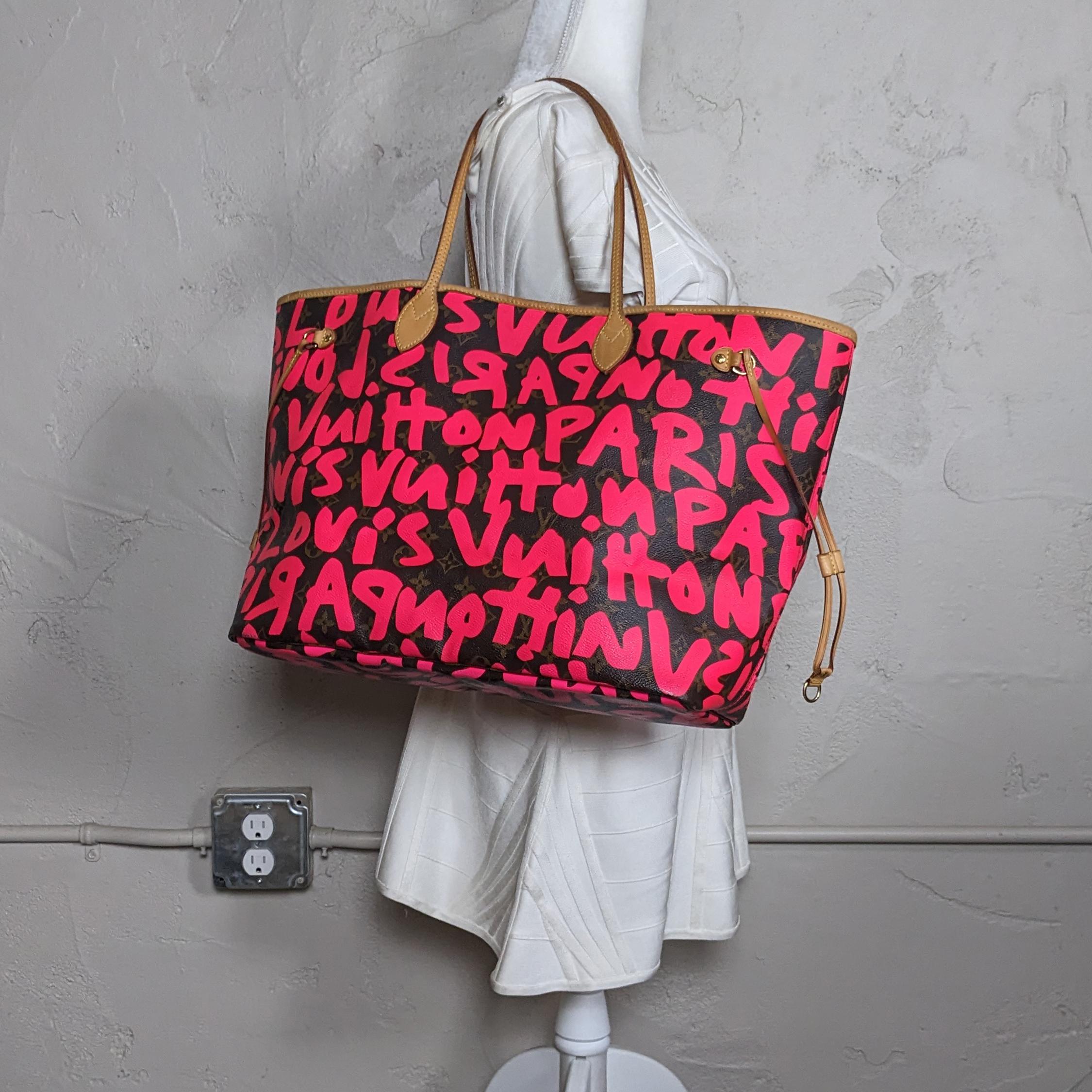 Louis Vuitton Neverfull Monogram Graffiti Stephan Sprouse GM Pink 6