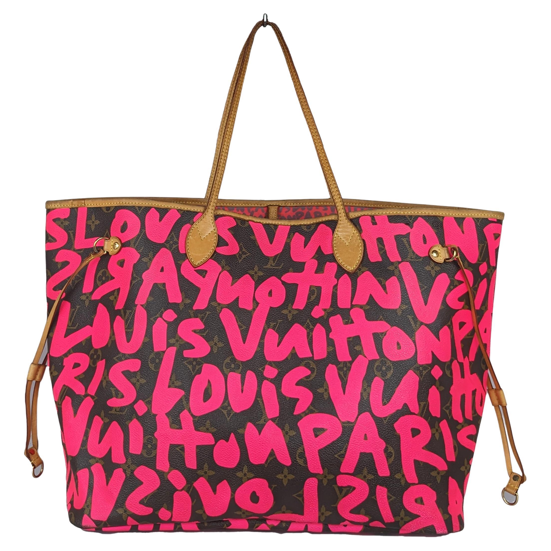 Louis Vuitton Neverfull Monogram Graffiti Stephan Sprouse GM Pink