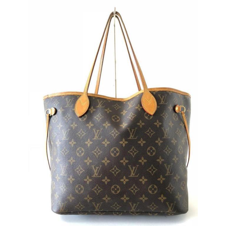Authenticated Used LOUIS VUITTON Louis Vuitton Neverfull MM N41358 Damier  Brown Gold Hardware Leather Tote Bag Women's 