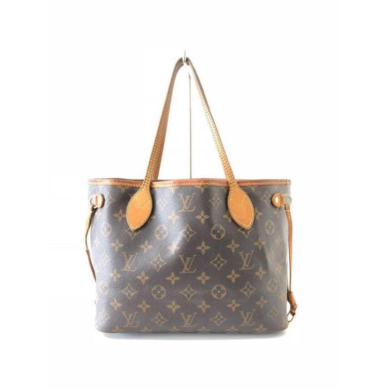 Women's Louis Vuitton Neverfull Monogram Pm 231334 Brown Coated Canvas Tote For Sale