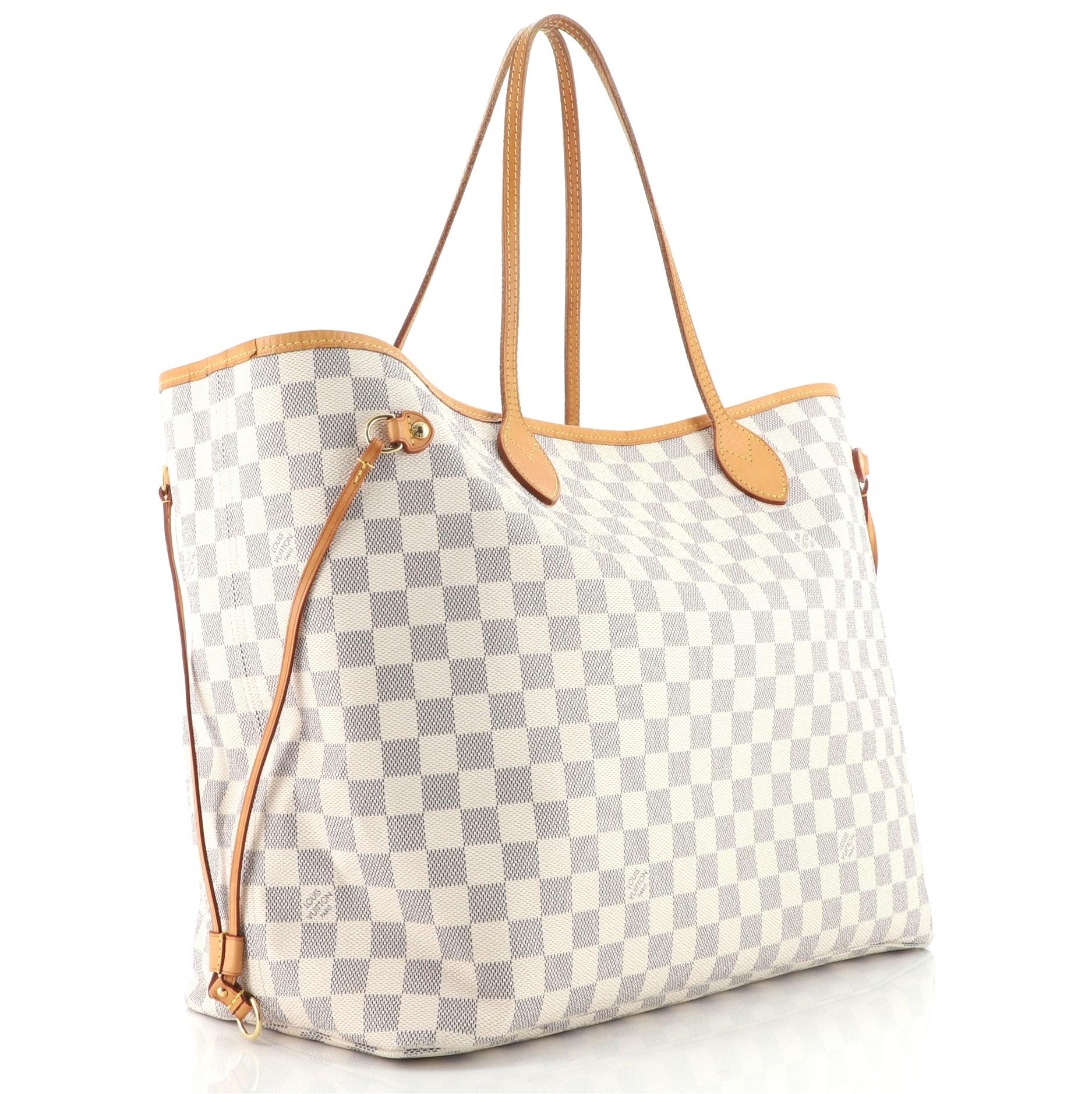 Beige  Louis Vuitton Neverfull NM Tote Damier GM