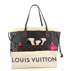 Louis Vuitton Neverfull NM Tote Leather and Monogram Teddy Shearling MM