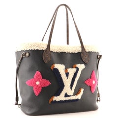 Louis Vuitton Neverfull NM Tote Leather and Monogram Teddy Shearling MM