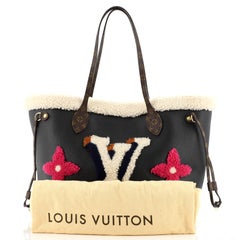 Louis Vuitton Neverfull NM Tote Leather and Monogram Teddy Shearling MM