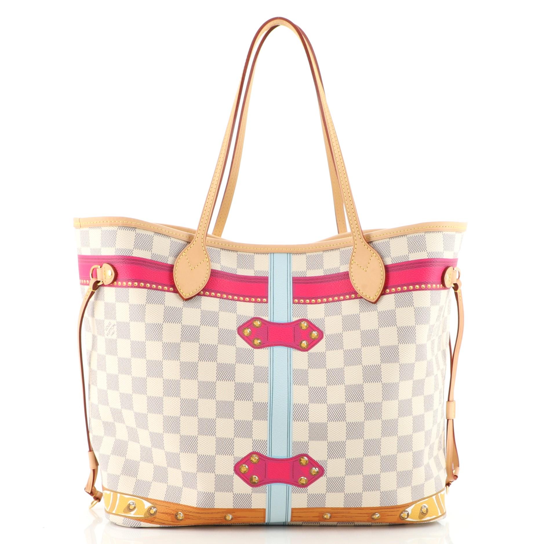 Louis Vuitton Neverfull NM Tragetasche Limited Edition Cities Damier Sommer Koffer MM im Zustand „Gut“ in NY, NY