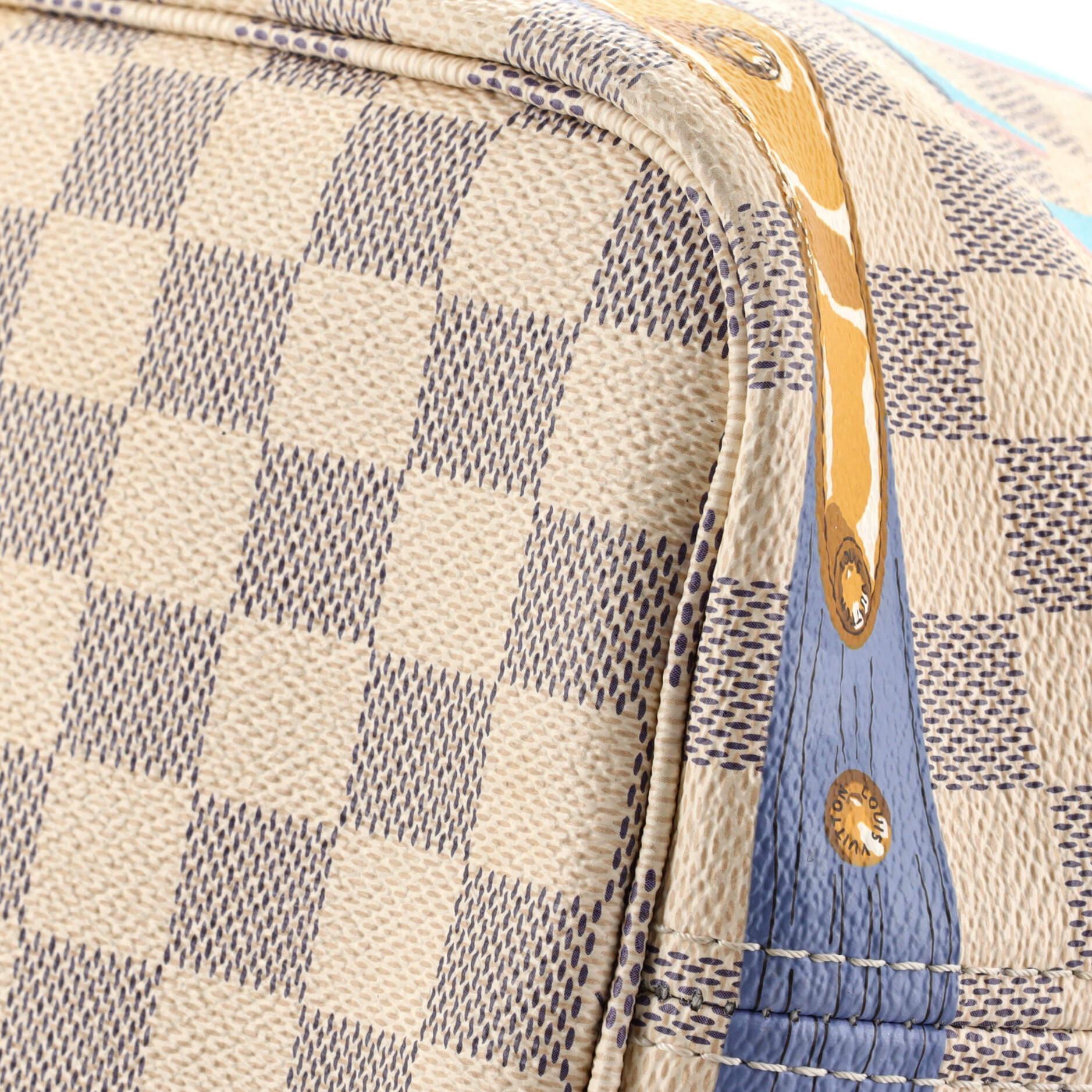 Beige Louis Vuitton Neverfull NM Tote Limited Edition Damier Summer Trunks MM