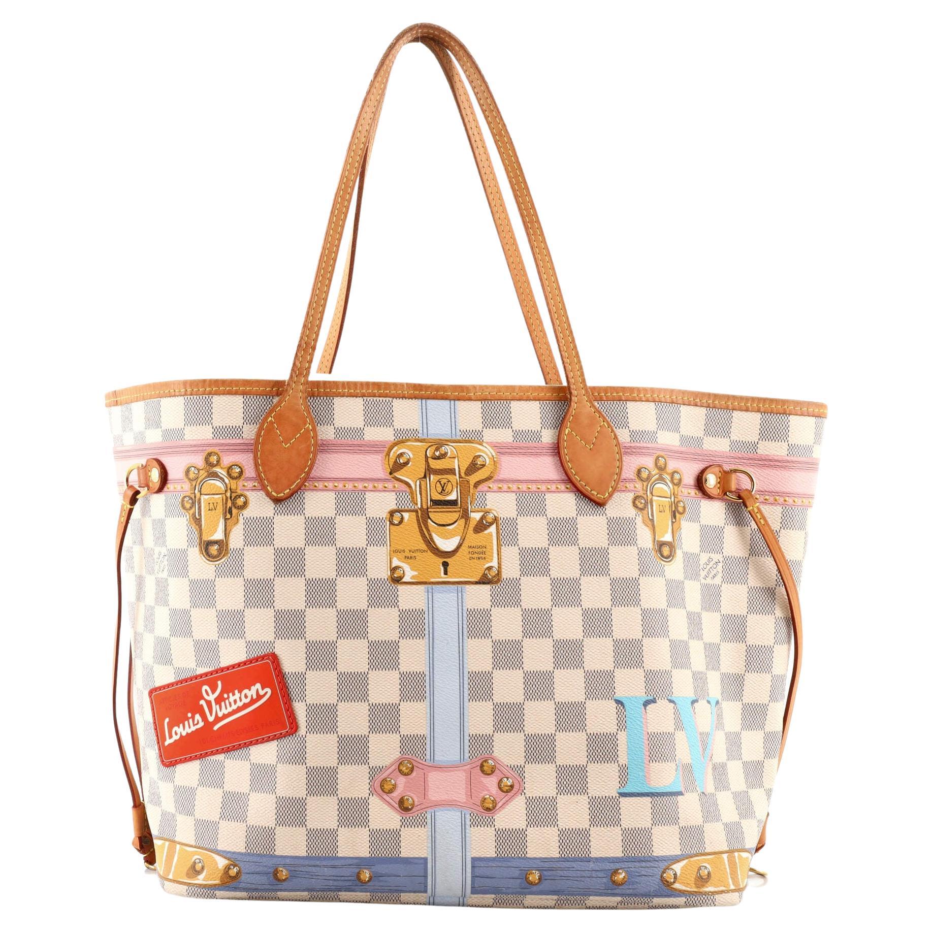 Louis Vuitton Neverfull Mm Limited Edition Damier Azur Canvas Tote Bag