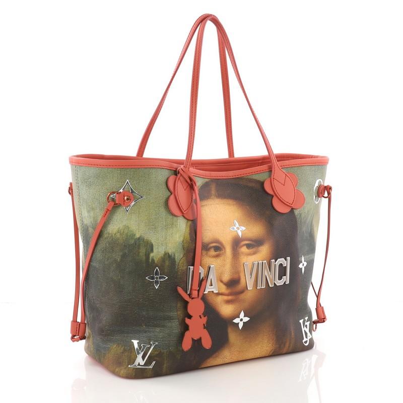 Brown Louis Vuitton Neverfull NM Tote Limited Edition Jeff Koons Da Vinci Print Canvas