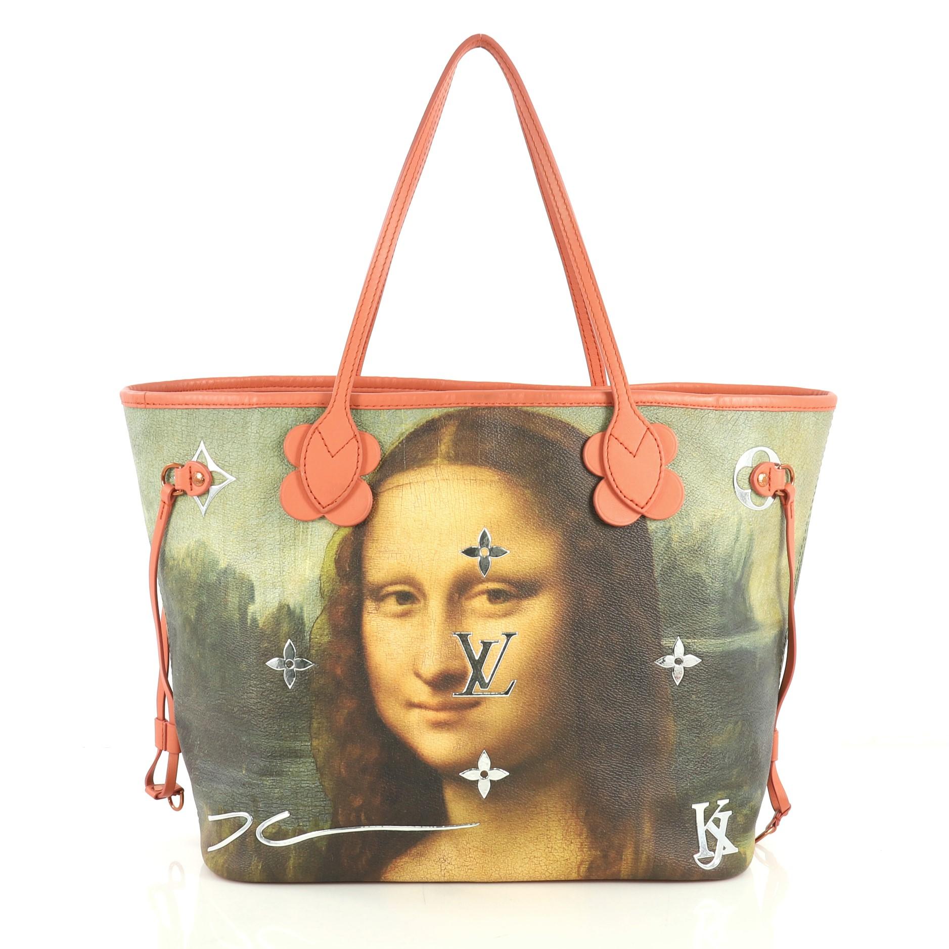 Louis Vuitton Neverfull NM Tote Limited Edition Jeff Koons Da Vinci Print Canvas In Excellent Condition In NY, NY
