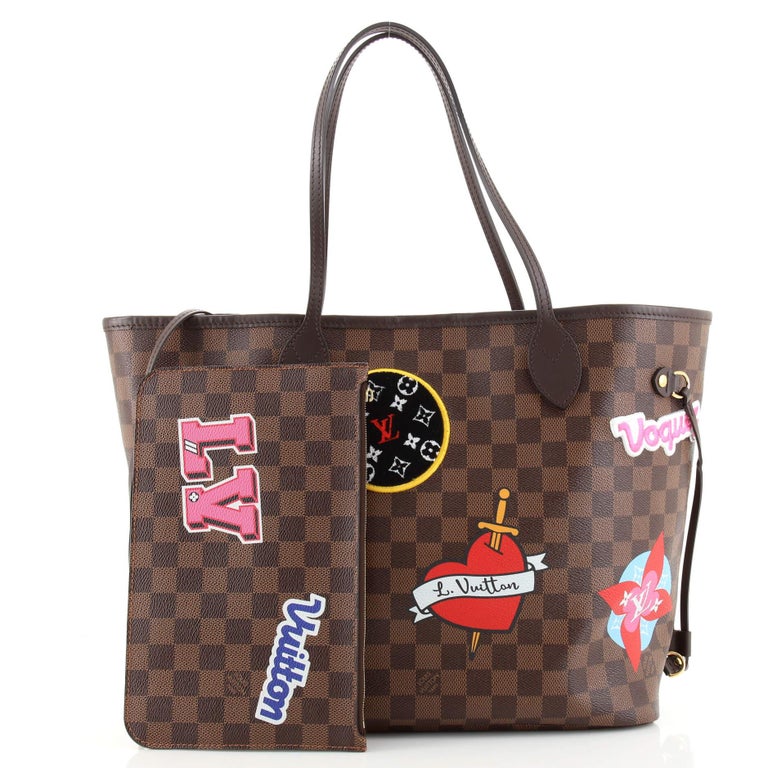 Louis Vuitton Neverfull Damier Ebene PM Tote and Pochette at 1stDibs