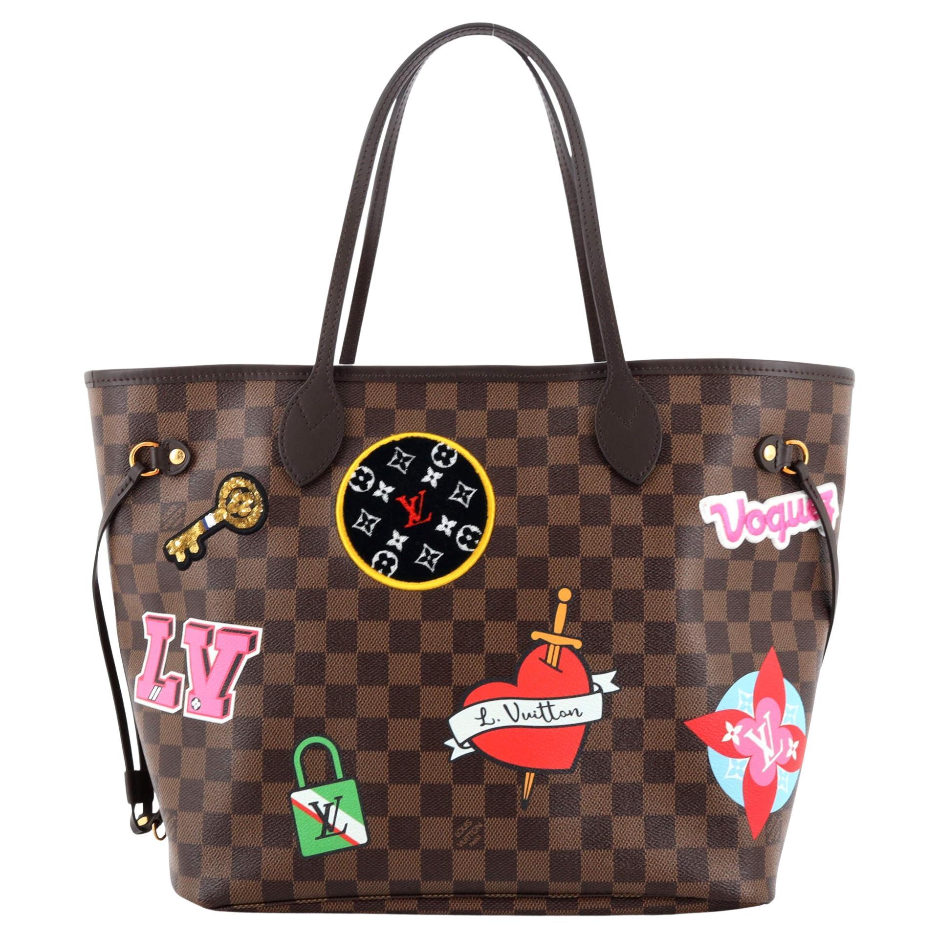Louis Vuitton Neverfull Monogram Patches MM Fuchsia Lining in