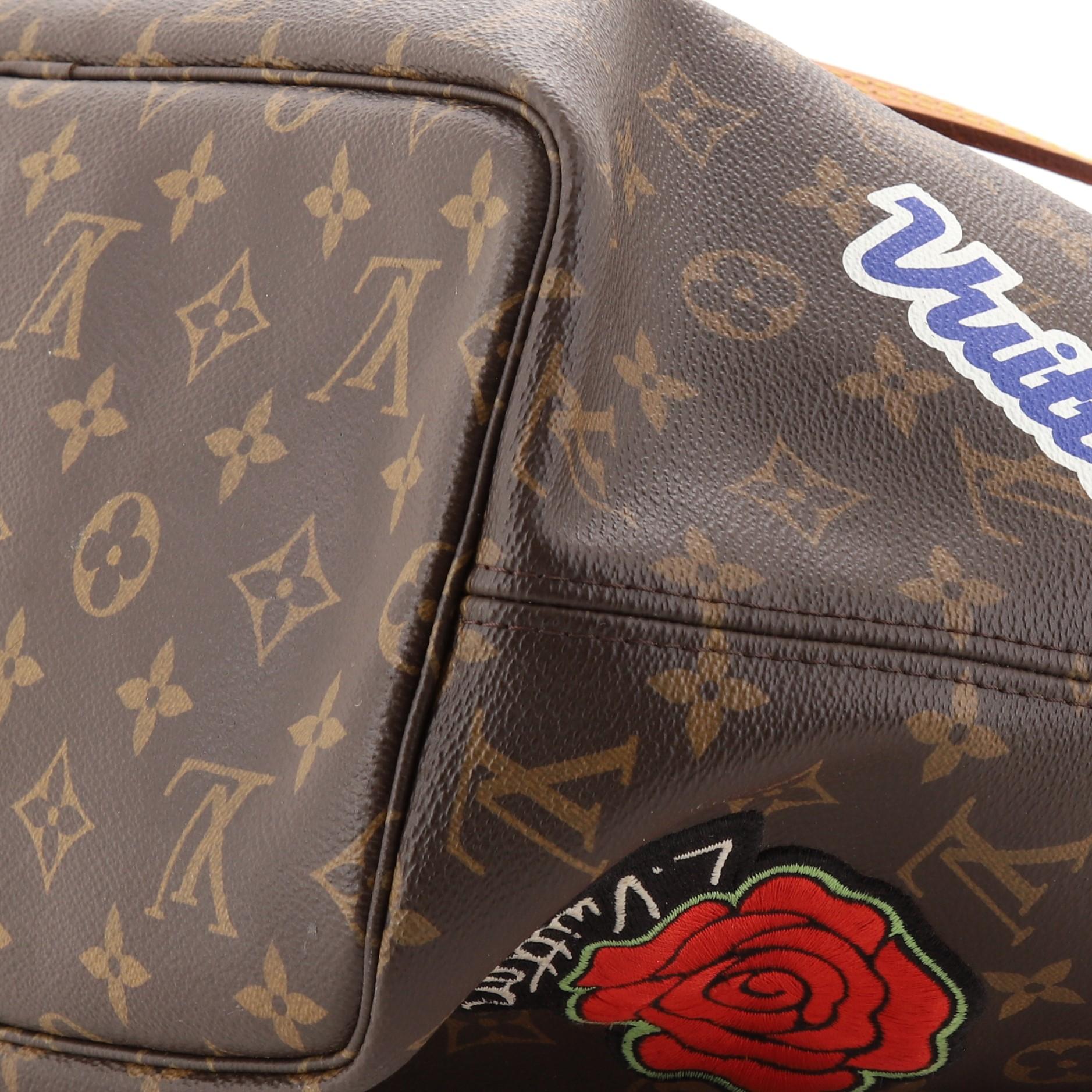 Louis Vuitton Neverfull NM Tragetasche Limited Edition Patches Monogramm Segeltuch MM 1