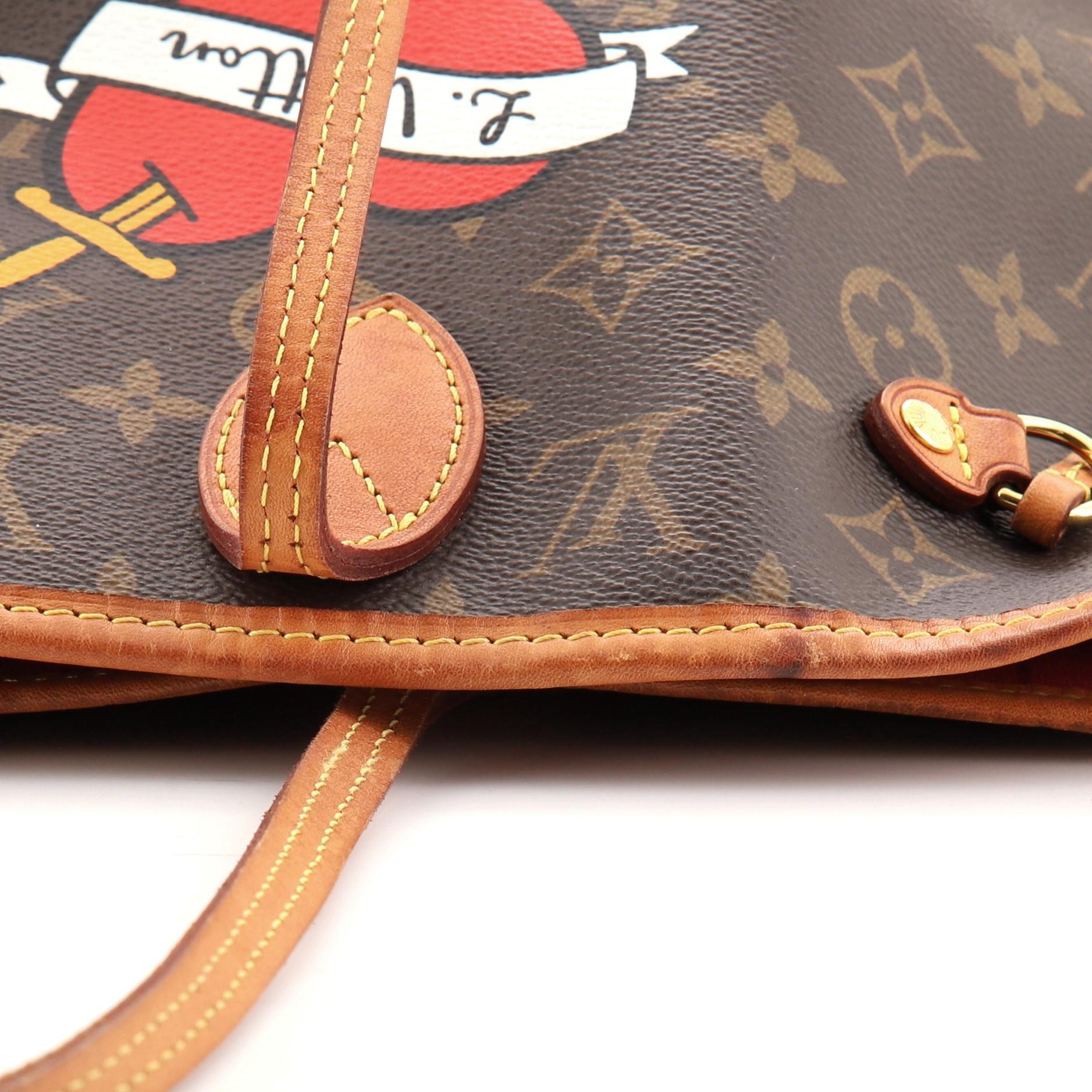 Louis Vuitton Neverfull NM Tragetasche Limited Edition Patches Monogramm Segeltuch MM 2