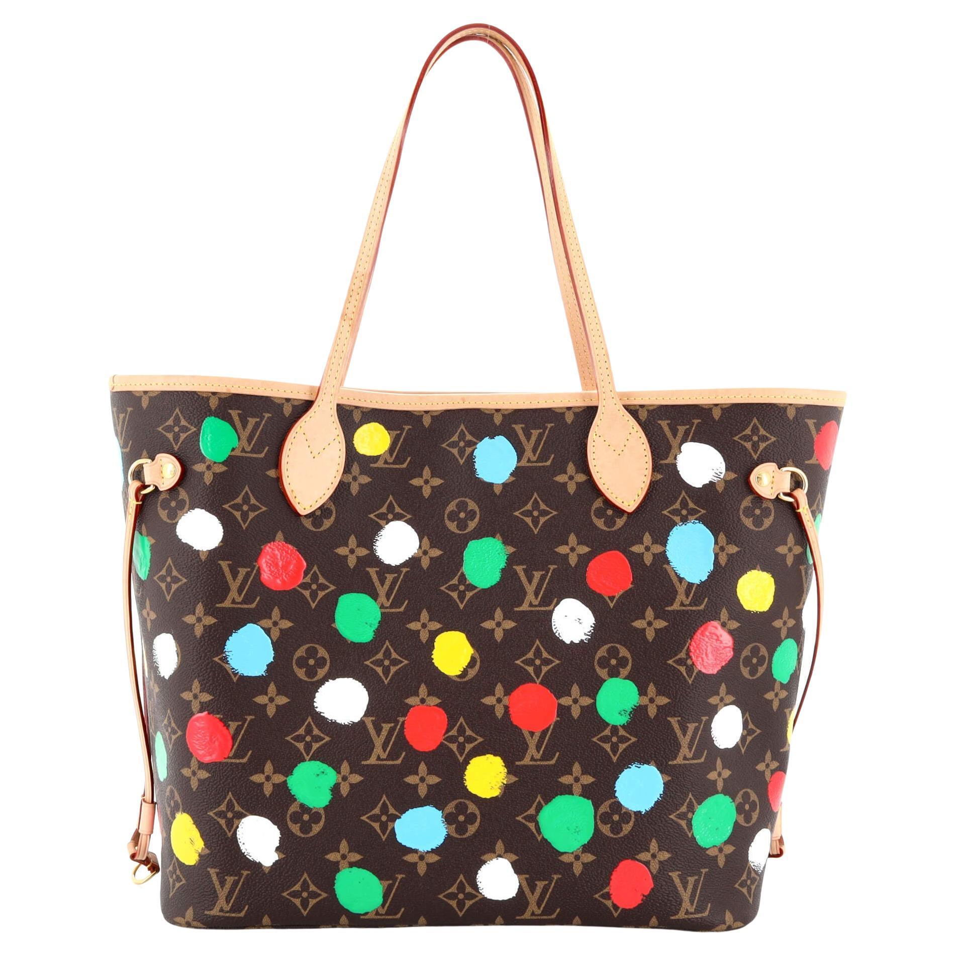Louis Vuitton Neverfull NM Tote Yayoi Kusama Painted Dots Monogram Canvas MM For Sale