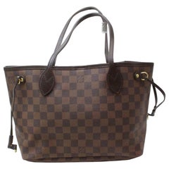 Used Louis Vuitton Neverfull Pm 870597 Brown Damier Ébène Canvas Shoulder Bag